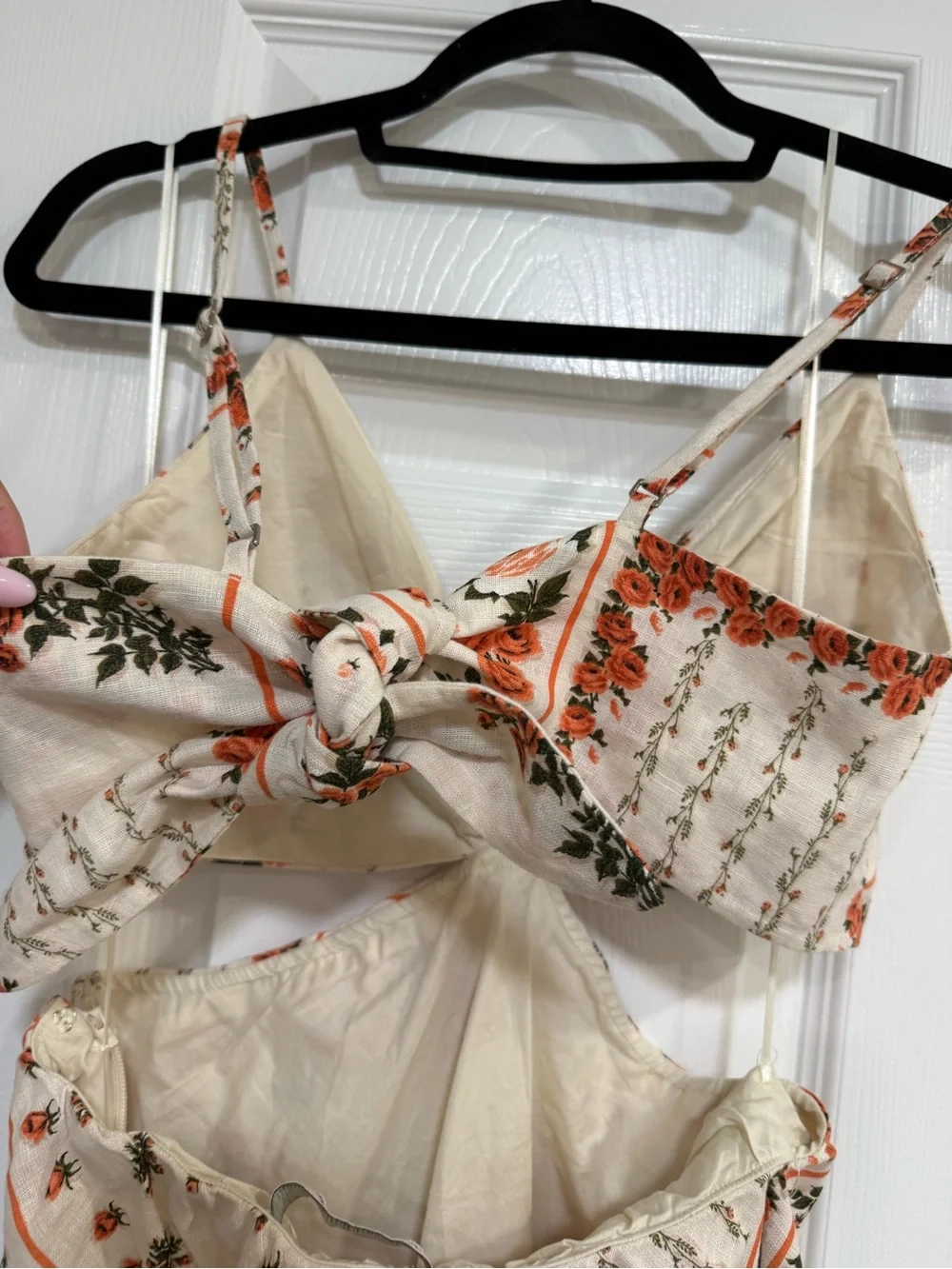 Abercrombie & Fitch Cream Maxi Dress with Orange Floral Motif